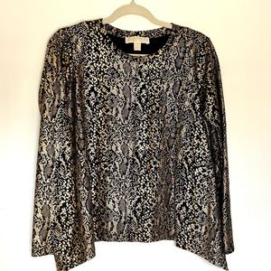 🐍 Michael Michael Kors Gold and Black Snakeskin Top - Size L